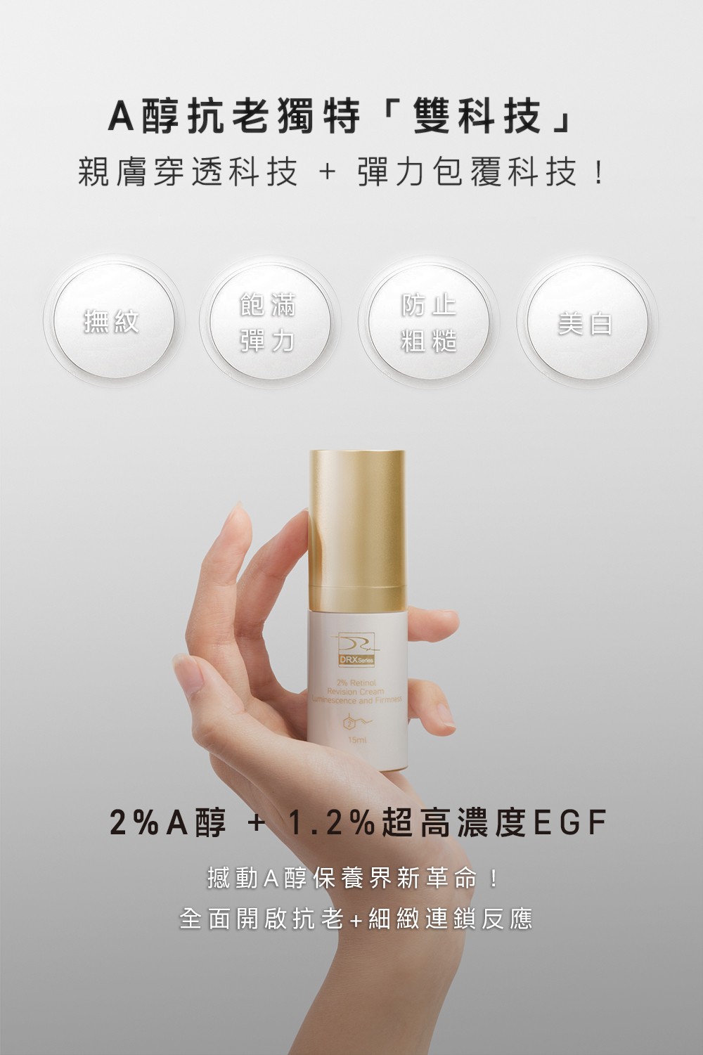 DRX達特仕的油性肌膚保養品系列-DRX 2%煥顏A醇，老手專用的2% 高濃度A醇。