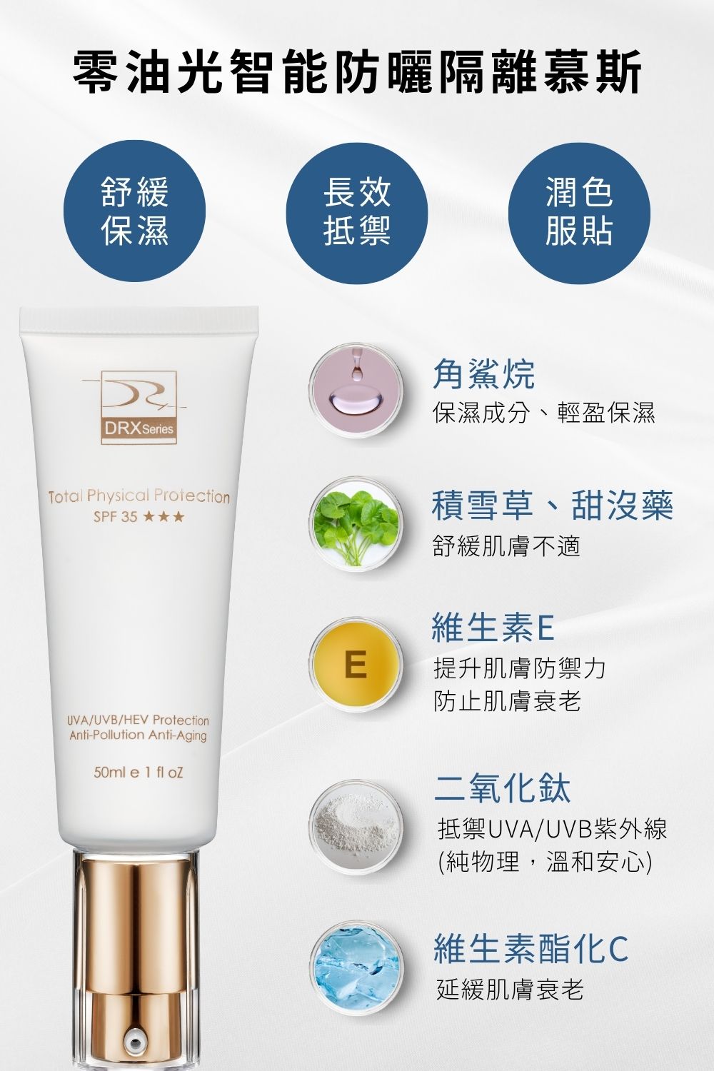 DRX達特仕的維他命C系列保養品-醫師早安套組(潤色)，外出肌膚保養的精簡3步驟！